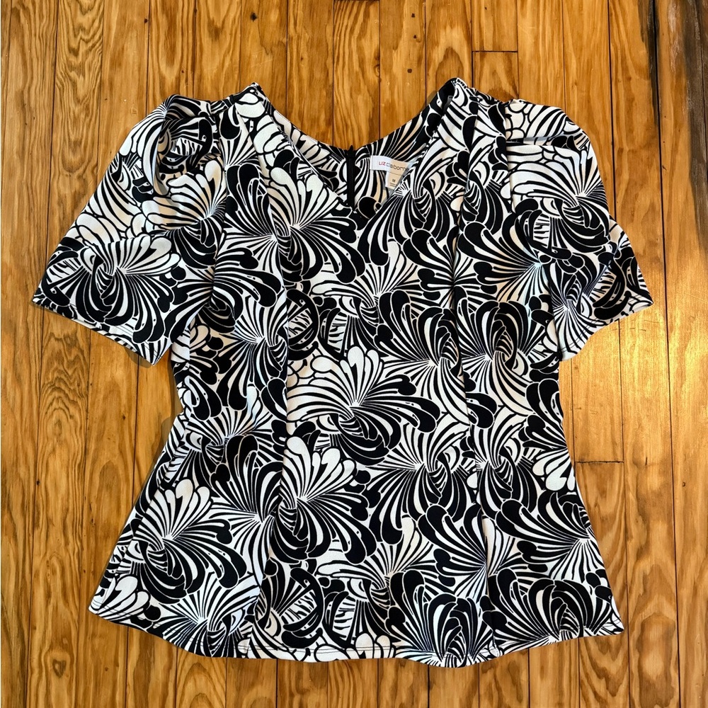 Liz Claiborne Black and White Patterned Blouse